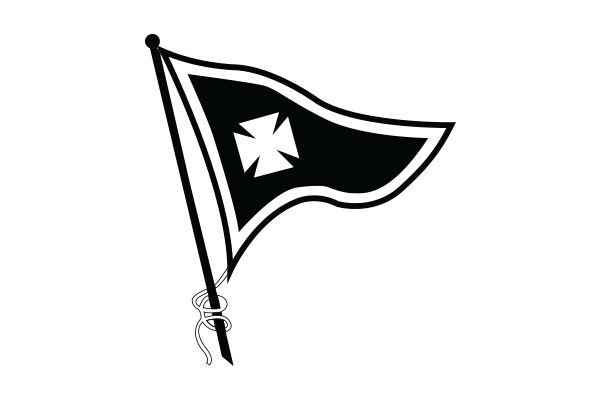 AmYC Wavy Burgee with Pole